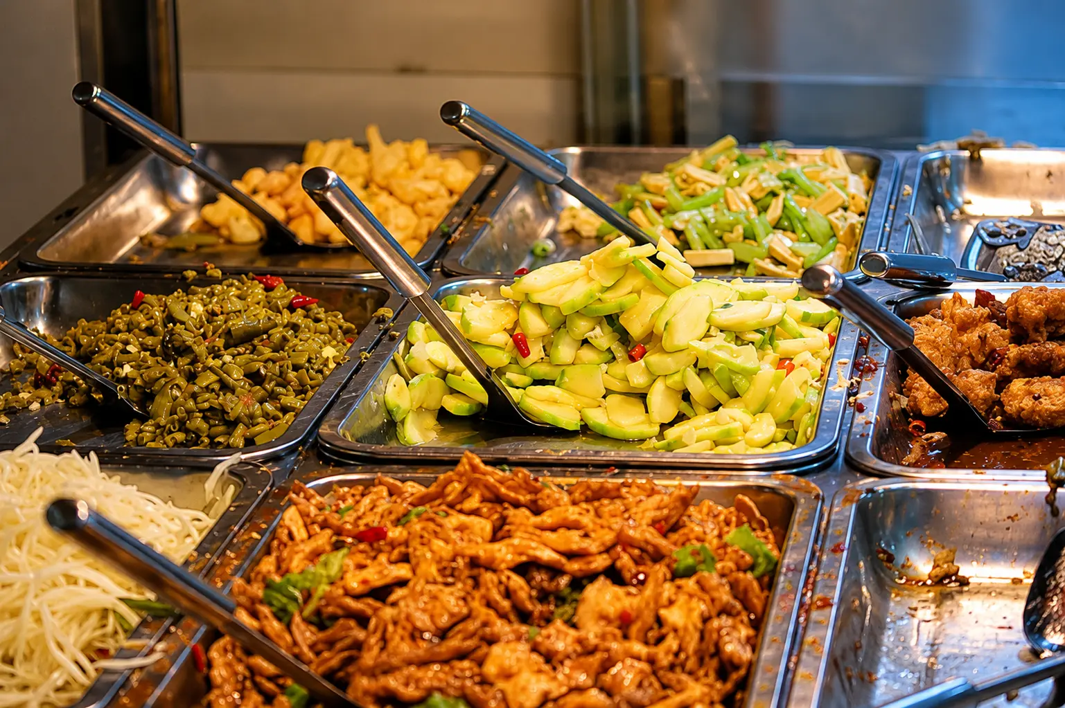 Färsk sallad från salladsbordet